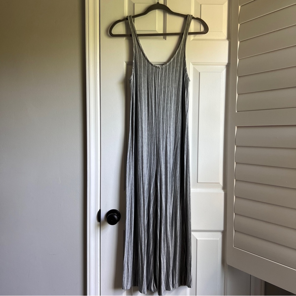 Polly & Esther Grey White Stripe Jumpsuit